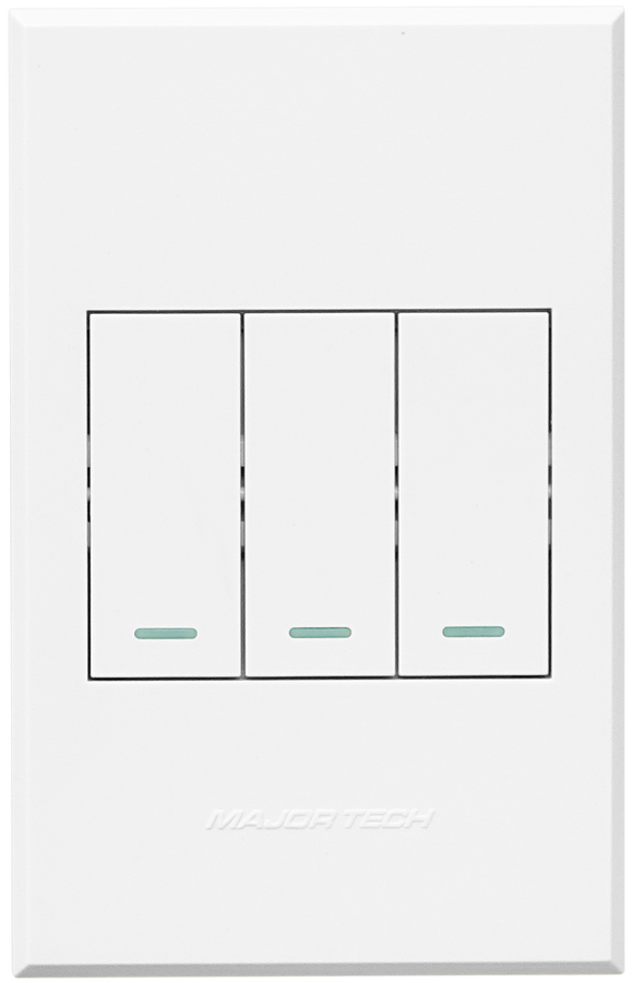 3VW1002 3Lever 1x 2way 2xBell Press Switch 100x50mm White Veti3 - Online Electrical