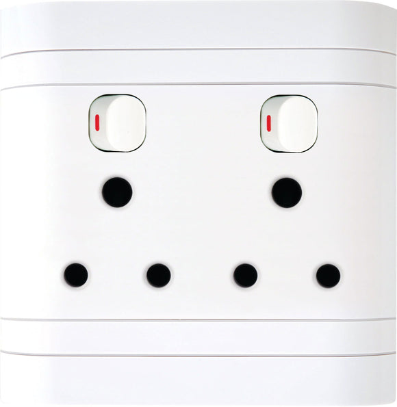 Double Switch Socket 4X4 Lesco L44DSW - Online Electrical