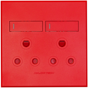 3VR22 2x16A Double Dedicated Socket Outlet 100x100mm Red Veti3